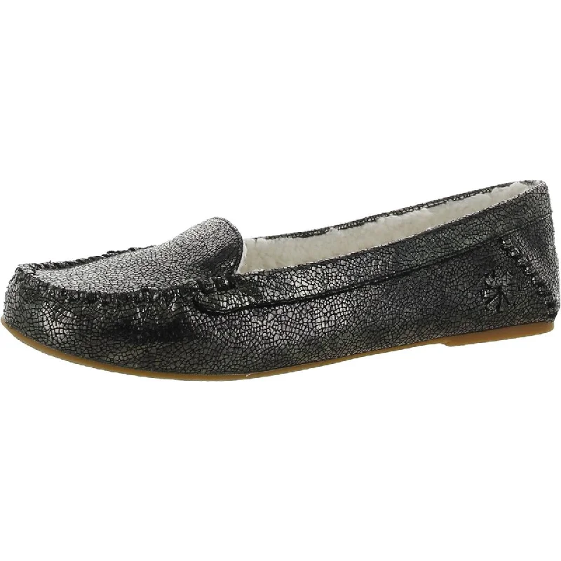 Jack Rogers Womens Millie Leather Sherpa Lined Moccasin Slippers