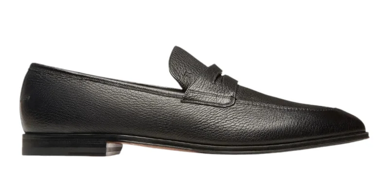 Bally Webb 6220952 Mens Black Deer Grained Leather Penny Loafers