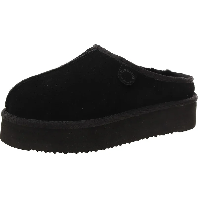 Womens Suede Shearling Moccasin Slippers