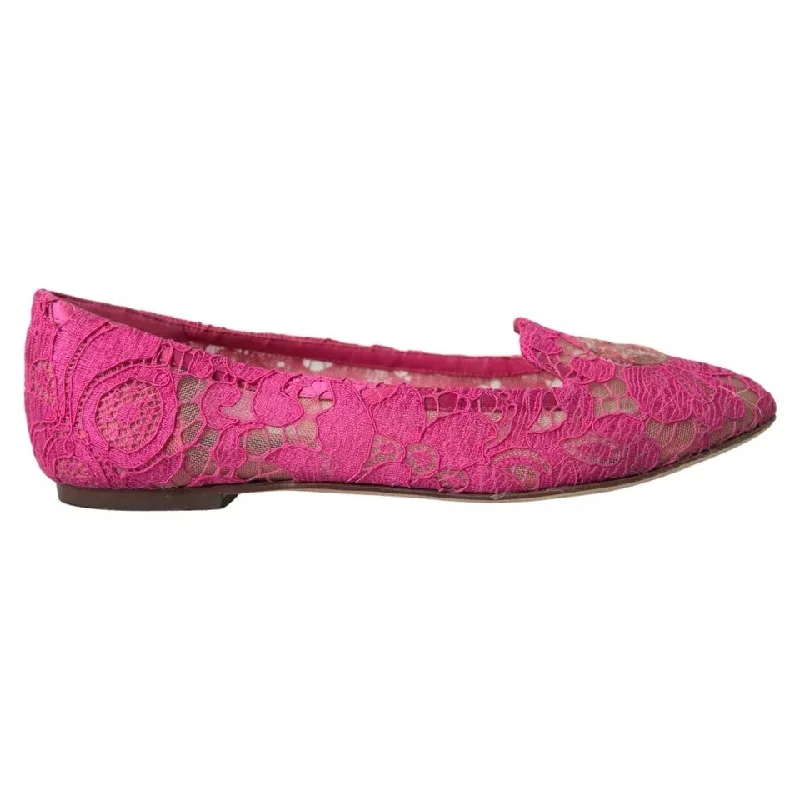 Dolce & Gabbana  Taormina Lace Slip On Flats Women's Shoes (Pre-Owned)