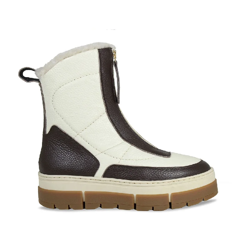 Blizzard: Chocolate & Cream Leather & Shearling