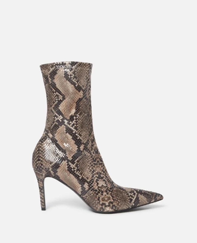 Iconic Python Print Ankle Boot In Coffee