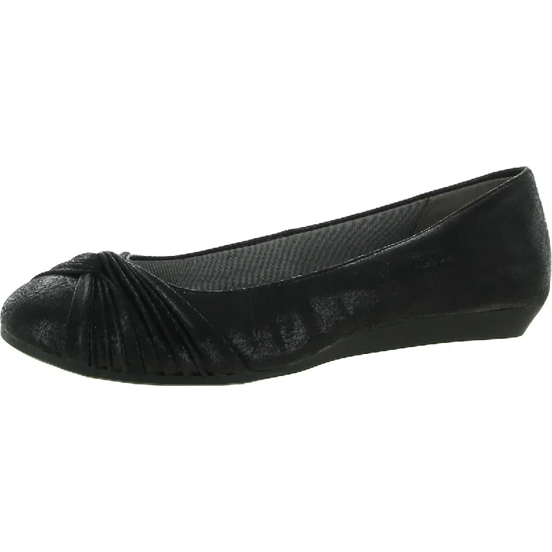 Pretend Womens Faux Leather Metallic Ballet Flats