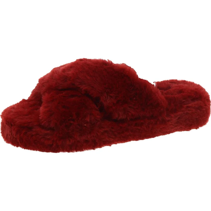 Soffi Womens Faux Fur Flat Slide Slippers