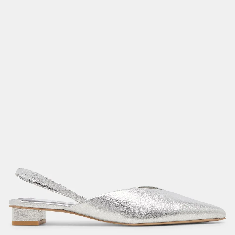 Byanca Flats Silver Distressed Leather